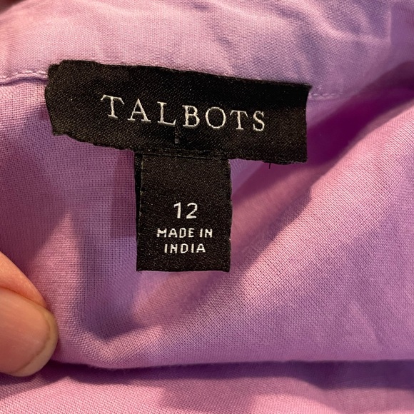 Talbots Wisteria Purple Cotton Eyelet Fit & Flare belted Shirtdress - 12 - Picture 4 of 4